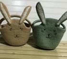 2 Tan/Gray Pottery Barn Kids Rabbit/Bunny Felted Wool Baskets