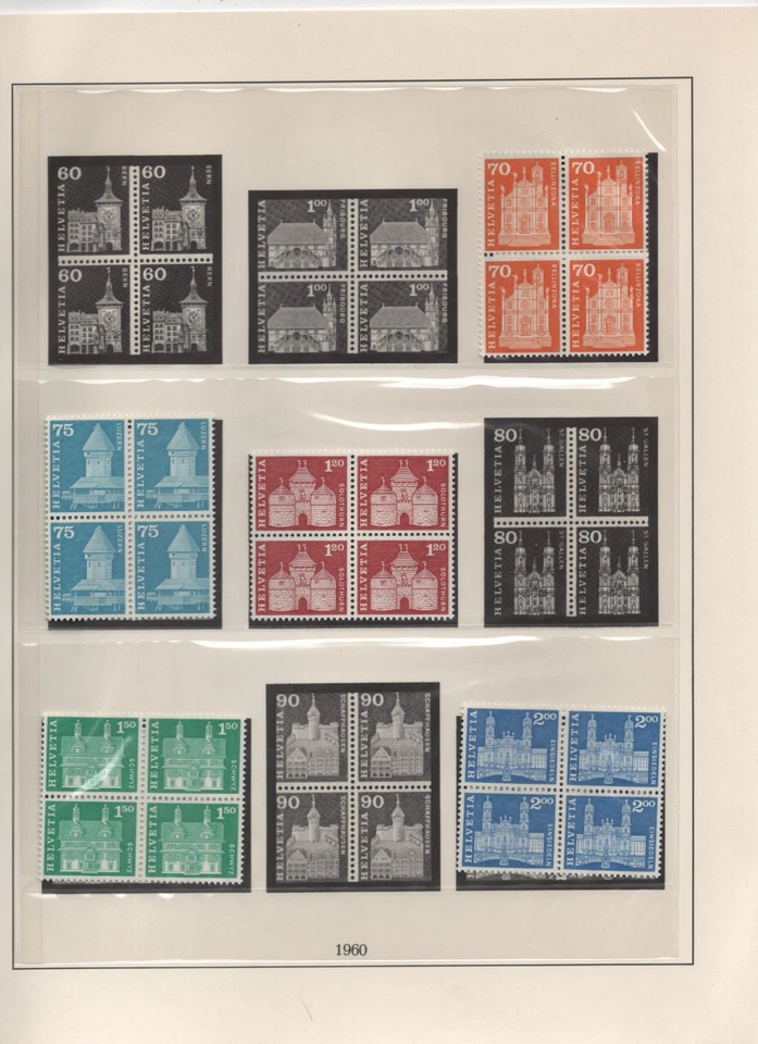 SWITZERLAND 1960-1963 MNH COLLECTION OF 70 IN BLOCKS OF 4 INCLUDES SC. #406-409 - Image 4 of 4