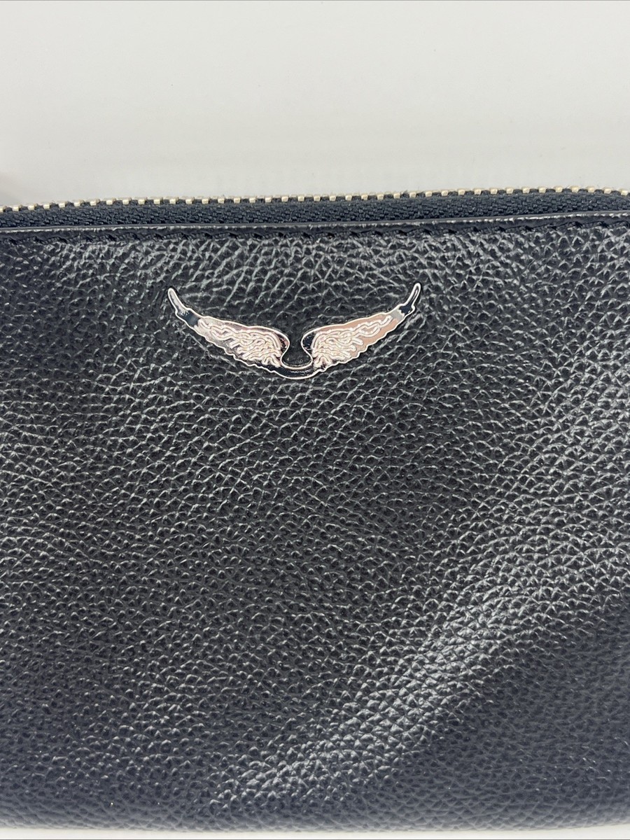 Zadig And Voltaire Soft Leather Wristlet Black Credit Card Holder