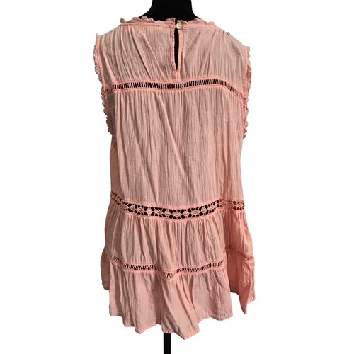 LOFT Pink Boho Tiered Blouse Medium Flowy Feminine Cottagecore Style - Picture 2 of 4