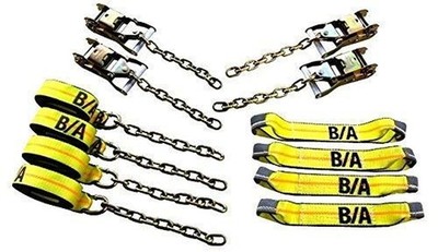 38-218C 8 Point Tie Down System Includes Ratchets with Chains and 18' Straps ...