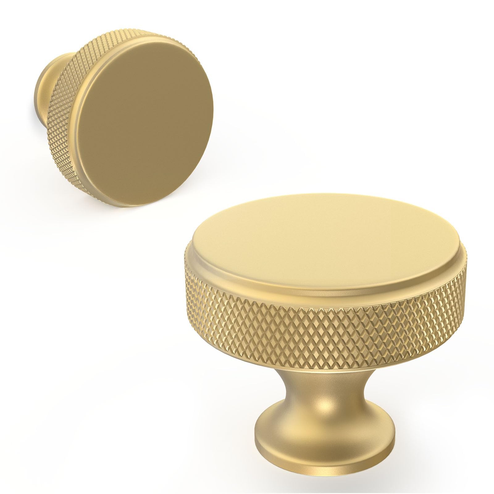 10 Pack Kitchen Cabinet Knobs Brushed Gold Cabinet Pulls Gold Knurled Drawer ...