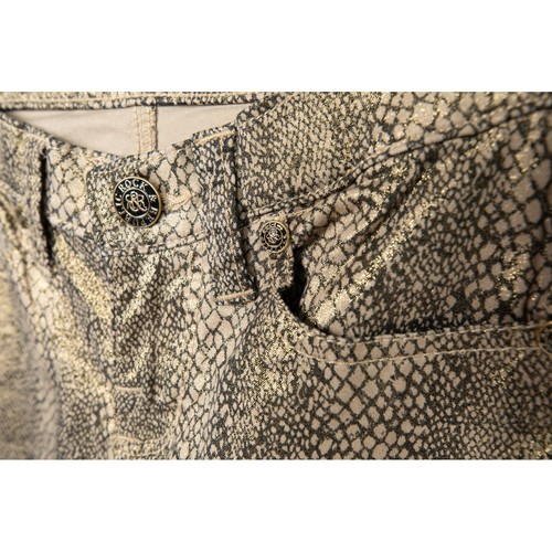Rock & Republic Berlin Skinny-Jeans Metallic Schlangenmuster Gold Größe 0M - Bild 9 von 12