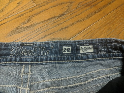 Jeans donna bootcut Miss Me JP5369B9 taglia 28 Y2K Fleur ricamato bling 28x28 - Foto 8 di 16