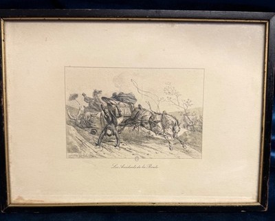 Les Accidents De La Route  Road Accidents  Carle Vernet Lithograph Print 8 x6 