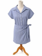 MAEVE ANTHROPOLOGIE Mini Shirt Dress in Blue And White Stripe Size Large
