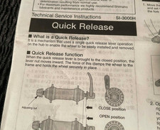 Directions Shimano Service Instructions Quick Release SI-3000H Wheel Assembly