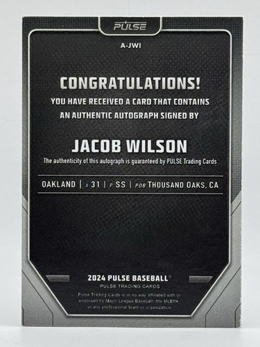 Tarjeta autógrafa de béisbol Jacob Wilson 2024 pulso lámina plateada atletismo automático - Imagen 2 de 2
