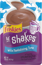 Purina  Pureed Cat Food Topper, Lil’ Shakes with Tantalizing Tuna Lickable Cat T