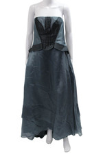 Carolina Herrera Women Ball Gown Dark Gray Sleeveless Long Silk Blend Size 16