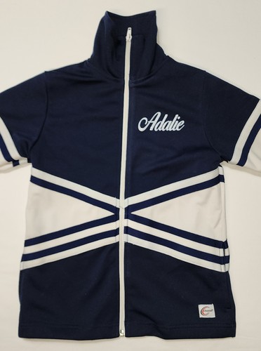 Giacca riscaldante Chassé ragazza blu navy doppia maglia per cheerleader giovanile taglia M - Foto 3 di 13