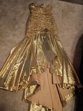JOVANI Vintage Gold Goddess Evening Gown 80s Prom Ruched  Bodice  Sz 6 Rare Find