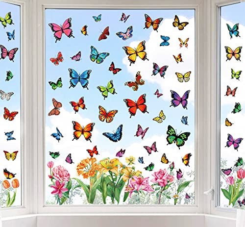 9 Blatt Frühling Sommer Fensterklammern doppelseitig anti bunt Schmetterling - Bild 2 von 8