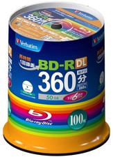 Verbatim VBR260RP100SV1 Blank Blu-ray BD-R DL 50GB 100discs 1-6x