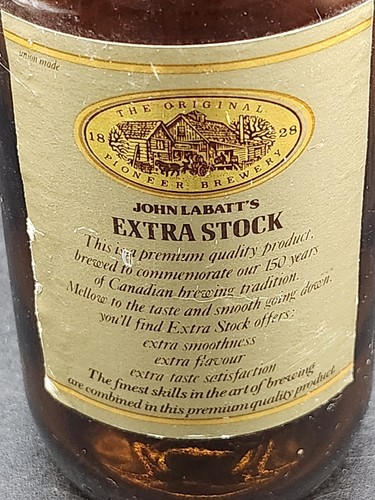 VINTAGE 70s LABATT'S EXTRA STOCK STUBBY BEER BOTTLE WITH CAP CANADIAN EMPTY - Bild 5 von 6