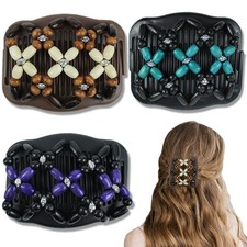 3 Pieces Stretchy Double Comb Hair Clip Magic Hair Side Combs for Women Elastic