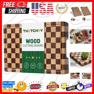 Cutting Boards for Kitchen, Checkered Cutting Board End Grain, Acacia Wooden ...