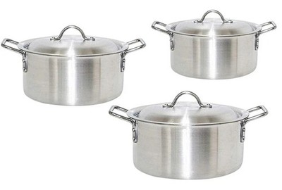 6-teiliges MASTER COOK 3 Töpfe KASSEROLLEN-SET Metalloptik + Deckel 16|18| 20 cm HD-Boden UK