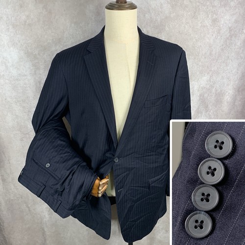 Samuelsohn Suit Men 44L Navy Striped SB Justin Wool 40x32 Business Office - Picture 1 of 22