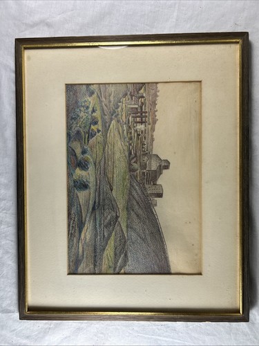 GUZIEWICZ Listed Artist SCRANTON PENNSYLVANIA COAL BREAKER PASTEL PAINTING - Picture 1 of 9