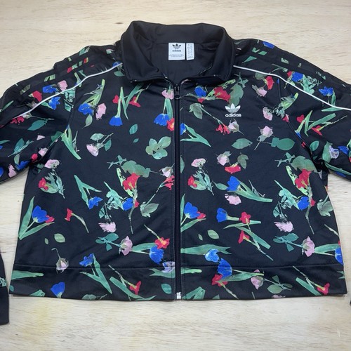 Adidas US Damen Lg schwarz BELLISTA Floral Allover Print Track Crop Jacke