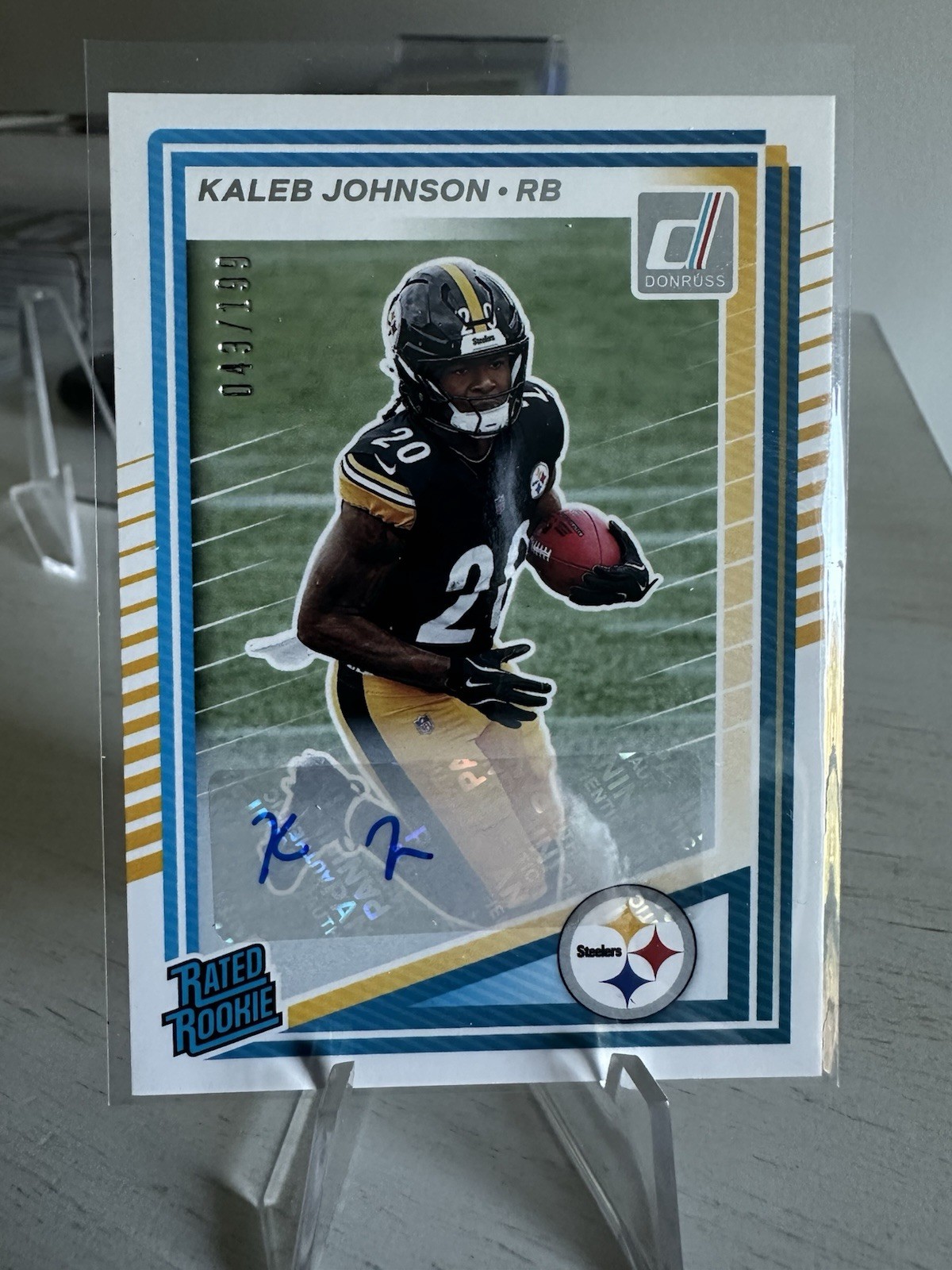 2025 Donruss Kaleb Johnson Rated Rookie - Auto  #322 RC Auto SP /199 Steelers