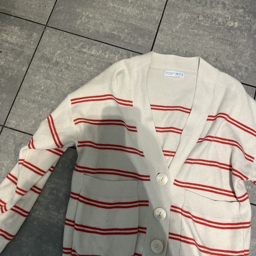 Primark Oversized Cardigan White And Red Stripe Size 2XS - Picture 3 of 5