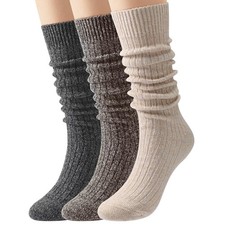 3 Pairs Slouch Socks Women, Long Winter Thigh High Boot Scrunch Multicolor