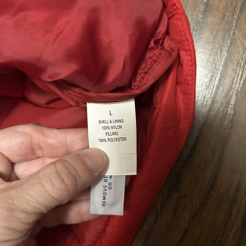 Magellan Mens Red Puffer Jacket Quilted Full Zip Nylon Lightweight Large - Picture 6 of 8