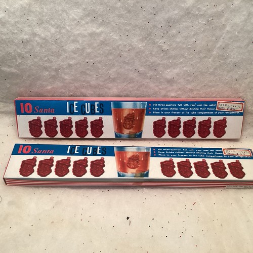 1966 Dan-Dee Santa Christmas Ice Cube Molds For Cold Drinks Vintage Red Plastic - Picture 2 of 5