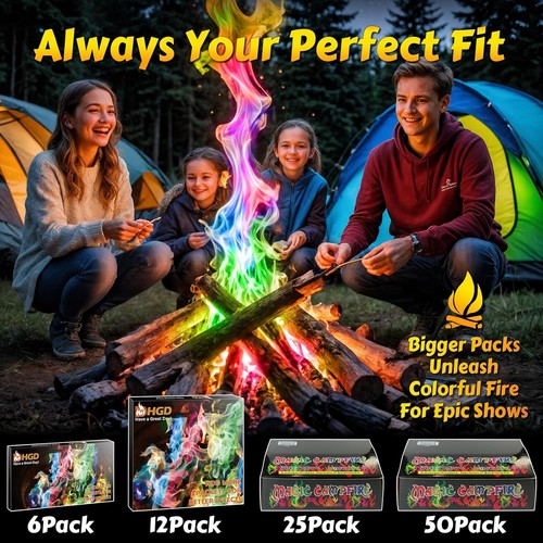 Farbwechsel Feuerpakete 6er Pack Outdoor Feuerstelle Lagerfeuer Regenbogen Flammen - Bild 8 von 11