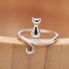 Silver Cat Ring - Women's Engagement Jewelry - 925 Sterling Silver Design