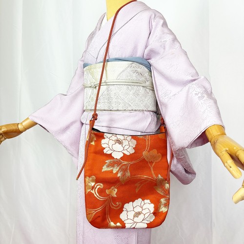 Japanese Kimono Accessories 'KIMONO BAG' Silk/Flower/Handmade/Obi Fabric N851 - Picture 4 of 9