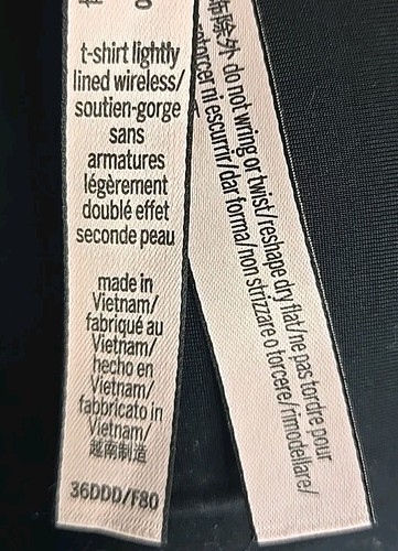 Victoria's Secret Black Bra 36 Triple D/ F80 T-shirt Lightly Lined Wireless Logo - Picture 9 of 13