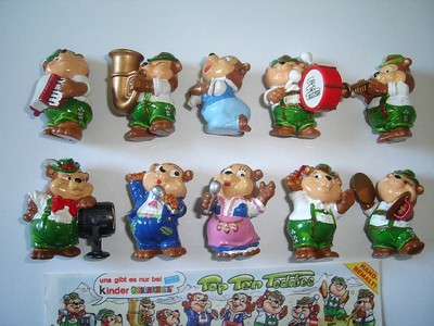 KINDER SURPRISE SET - TOP TEN TEDDIES BAND OCTOBERFEST TEDDY BEARS 1995 FIGURES