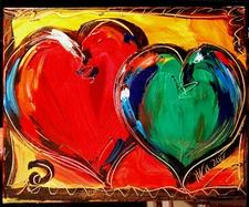 HEARTS BY MARK KAZAV  ORIGINAL OIL PAINTING ABSTRACT    NO RESERVE  EQef62dQ1ER