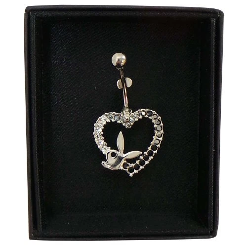 Playboy Anillo Ombligo Corazón Conejo Cristal Curvo Barra Ombligo Cuerpo Joyería Foto 3 de 4