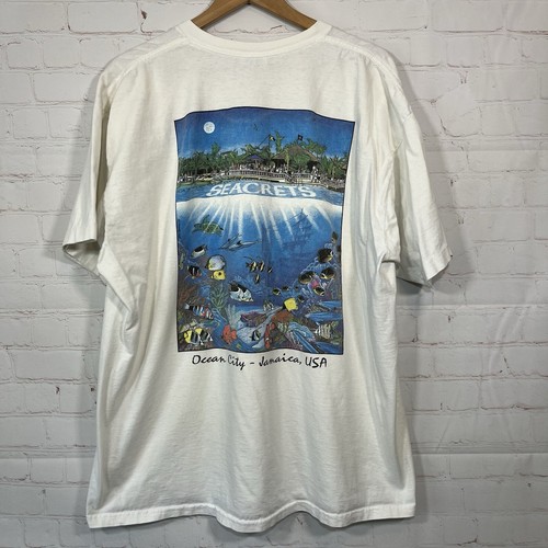 Vintage Secrets Ocean City Jamaica T Shirt Mens XXL White USA Tropical - Imagen 7 de 10