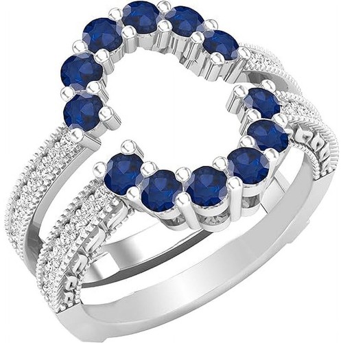 2ct Round Cut Lab Created Blue Sapphire Wrap Ring 14k White Gold Plated - Picture 2 of 2