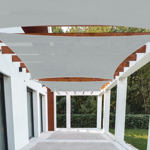 Rectangle Sun Shade Sail Gray Awning Cover Canopy Custom Size 5' to 24' W/8''Kit - Picture 12 of 15