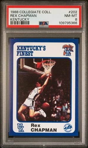1988 COLLEGIATE COLLECTION KENTUCKY WILDCATS REX CHAPMAN #202 PSA 8 NM-MT POP 1 - Picture 1 of 4