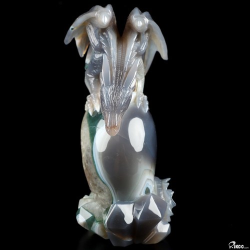 7.2" Agate Amethyst Geode Hand Carved Crystal Dragon Sculpture, Crystal Healing - Picture 6 of 16