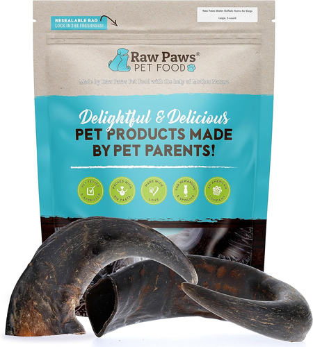 Water Buffalo Horns for Dogs, Large 2Pc - Long Lasting Chew