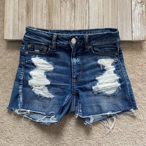 American Eagle Next Level Stretch X 00 Distressed Hi Rise Shortie Short JL - Bild 13 von 16