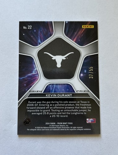 2024 Panini Prizm Draft Picks Kevin Durant Deep Space Purple Pulsar #37/ 55 - Picture 2 of 2