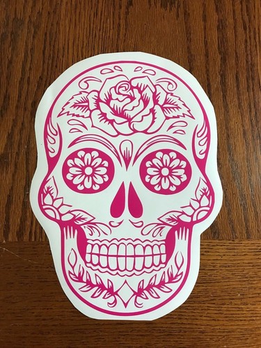 Sugar Skull 11 Inch Rose Flower Dia De Los Muertos Vinyl Sticker Decal - Foto 4 di 4