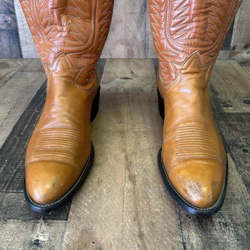 Tony Lama Gold Label Vintage Classic Brown Cowboy Boots Mens 11.5 D - Picture 9 of 12