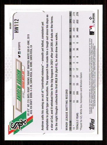 2021 Topps Walmart Holiday Metallic #HW112 Andrew Vaughn - Picture 2 of 2