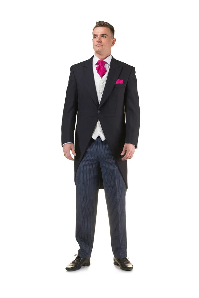 Chaqueta De Cola De Pato Azul Boda Royal Ascot Herringbone Formal De Lana - Imagen 4 de 4