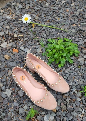 KATE SPADE Maeve Kid Suede Pearl Pump Heel Fawn Size 7 - Picture 4 of 12